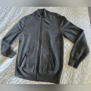 Declan 100% Merino Wool Cardigan Sweater Zip Pockets M Cottage Cabin Grandpa